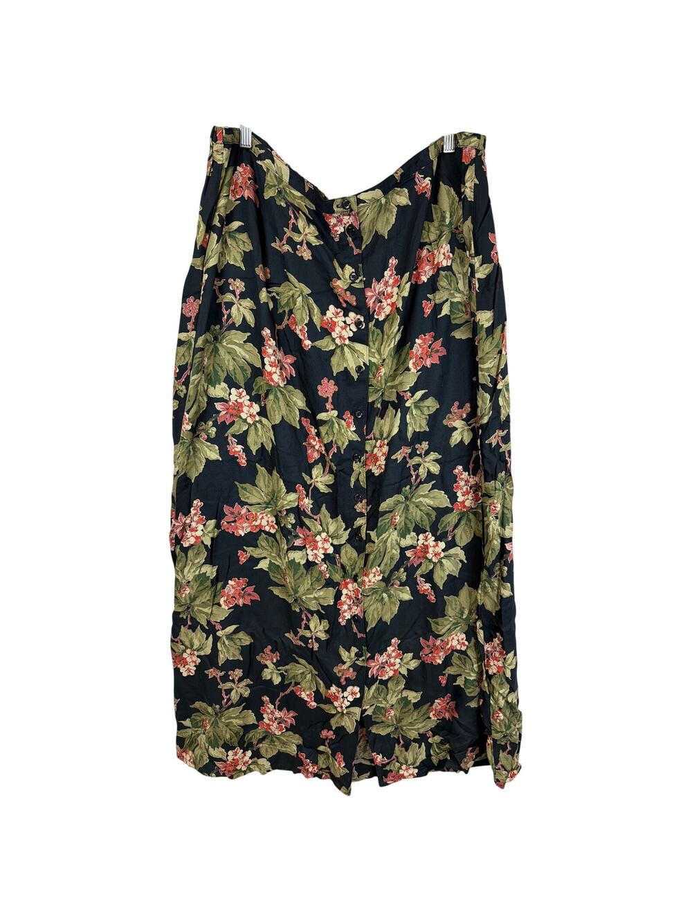Vintage Eddie Bauer Floral Button Front Rayon Maxi Skirt Size 20